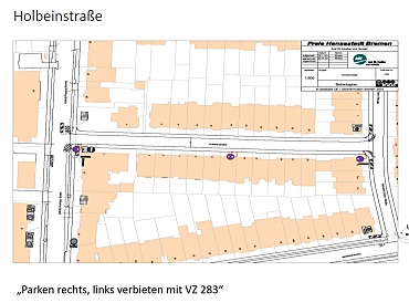 Grafische Darstellung Maßnahmen zur Herstellung der Rettungswegsicherheit in der Holbeinstraße